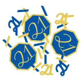 21 &aring;rs Konfetti Marinebl&aring; og Gull