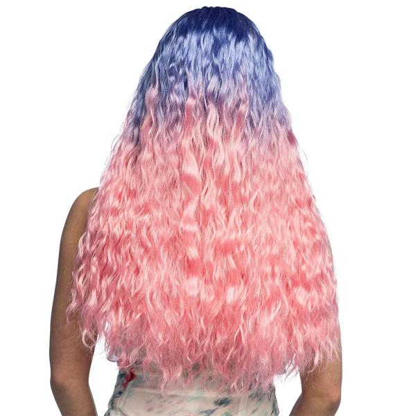 Bølget Parykk Rosa/Blå
