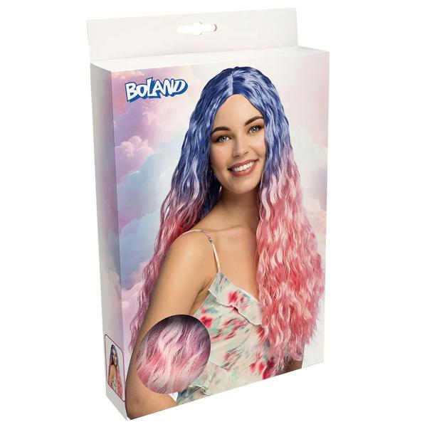 Bølget Parykk Rosa/Blå