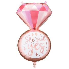 Folieballong Diamantring She Said Yes