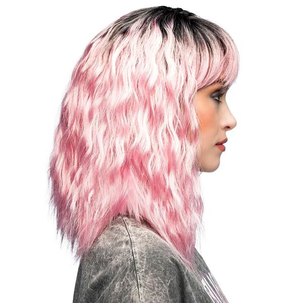 Bølget Parykk Rosa/Svart
