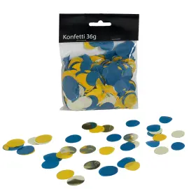 Rund Konfetti Bl&aring;/Gul 36 g