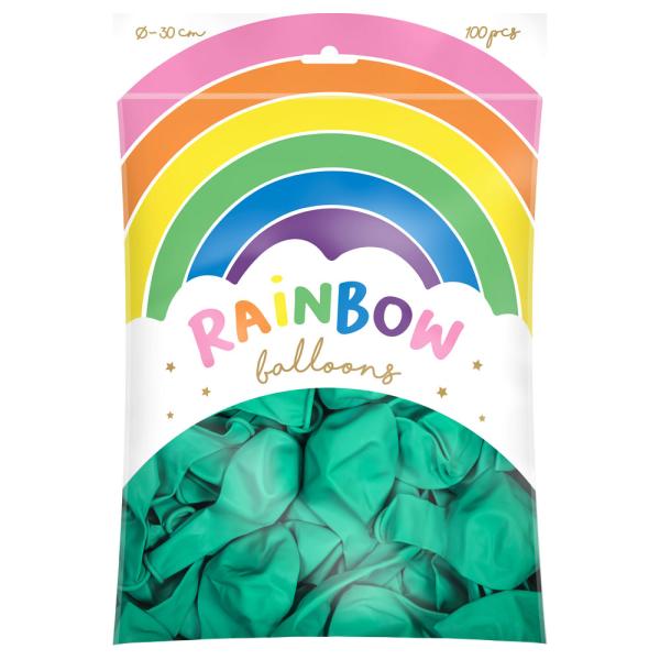 Små Rainbow Latexballonger Mintgrønne 100-pakning