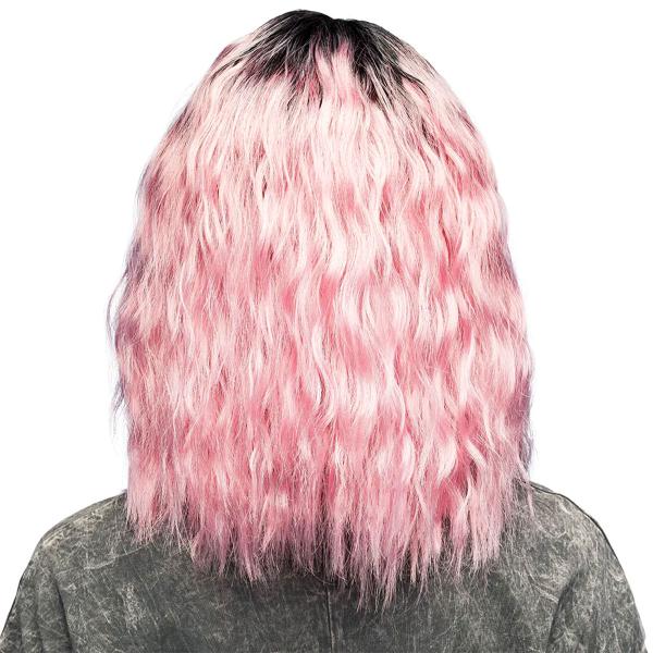 Bølget Parykk Rosa/Svart