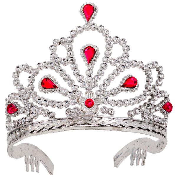 Sølv Tiara med Rosa Rhinestone Barn