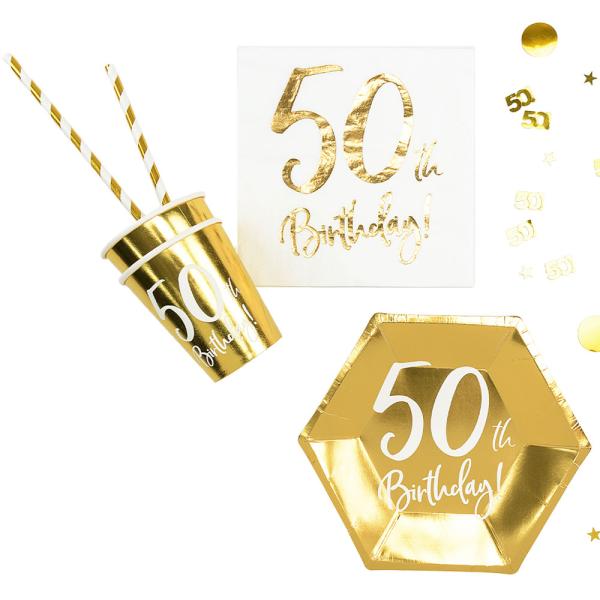 50-års Konfetti Metallic Gull