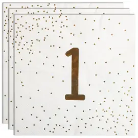 Servietter 1 &aring;r Gull med Prikker 16-pakning