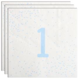 Servietter 1 &aring;r Lysebl&aring; med Prikker 16-pakning