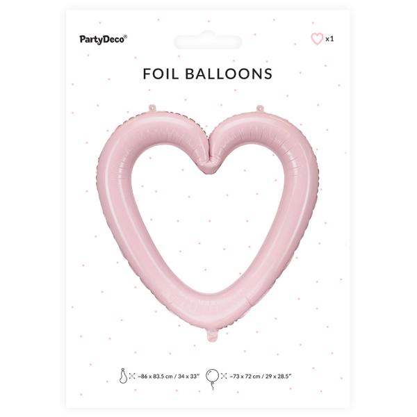 Folieballong Hult Hjerte Lysrosa