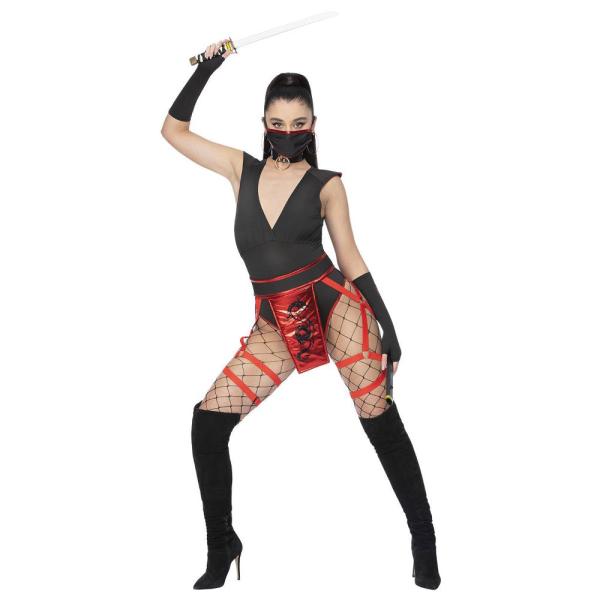 Ninja Kostyme Svart/Rød