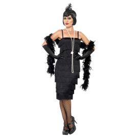 Flapper Kjole Lang Svart Kostyme Large