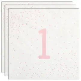 Servietter 1 &aring;r Lysrosa med Prikker 16-pakning