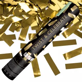 Konfettikanon Rektangul&aelig;r Gullfolie 28 cm