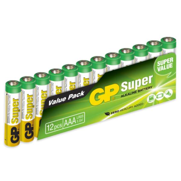 AAA-Batterier 12-pakning GP Super Alkaline
