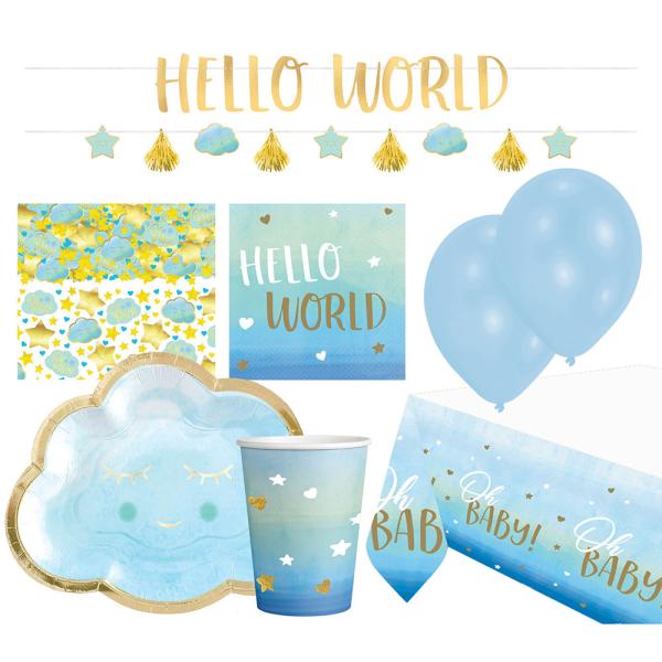 Babyshower Sett Blå/Gull 46-pakning