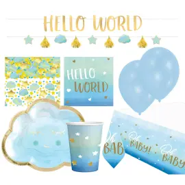 Babyshower Sett Bl&aring;/Gull 46-pakning