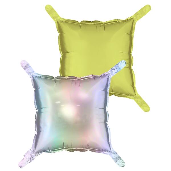 Puteballonger Holografisk/Neongul 4-pakning