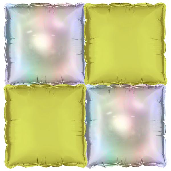 Puteballonger Holografisk/Neongul 4-pakning