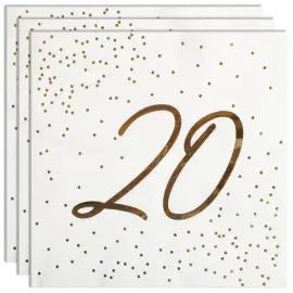 Servietter 20 &aring;r Gull med Prikker 16-pakning