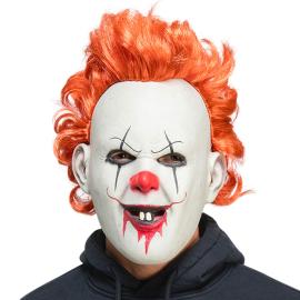 Latexmaske Skrekklovn med Oransje H&aring;r
