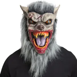 Latexmaske Ulv med H&aring;r