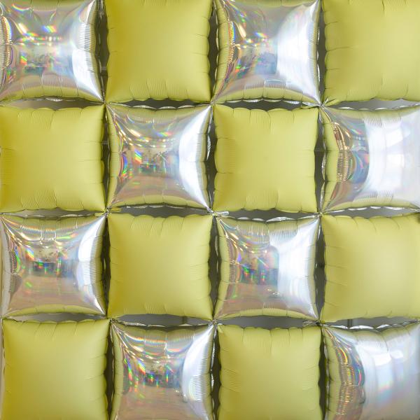 Puteballonger Holografisk/Neongul 4-pakning