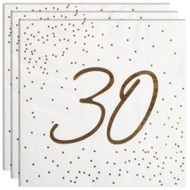 Servietter 30 &aring;r Gull med Prikker 16-pakning