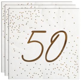 Servietter 50 &aring;r Gull med Prikker 16-pakning