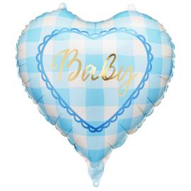 Folieballong Baby Hjerte Lysebl&aring; 35 cm