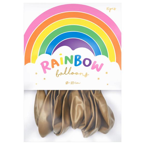 Rainbow Små Latexballonger Metallic Gull