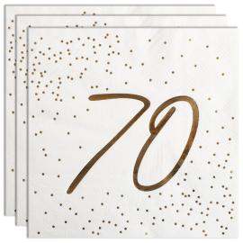 Servietter 70 &aring;r Gull med Prikker 16-pakning