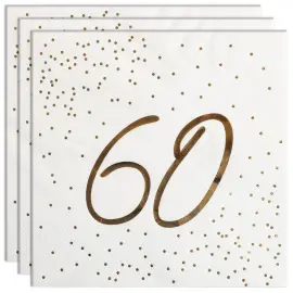 Servietter 60 &aring;r Gull med Prikker 16-pakning