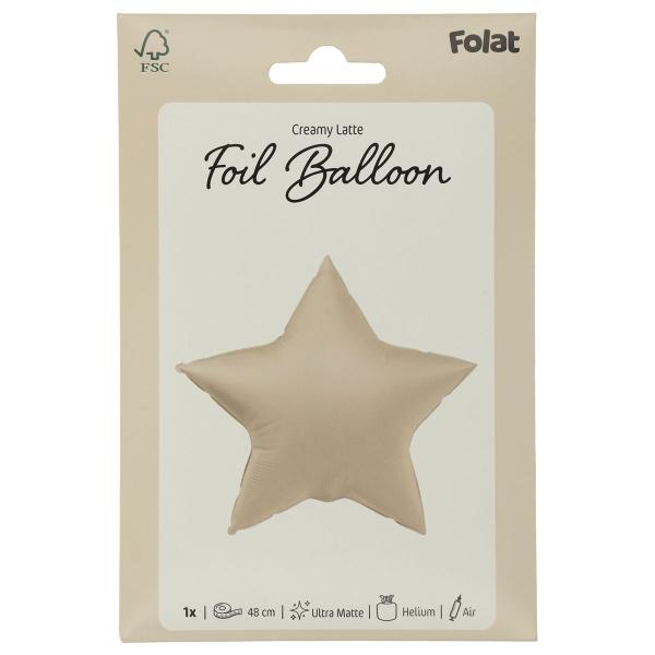 Folieballong Stjerne Creamy Latte Matt