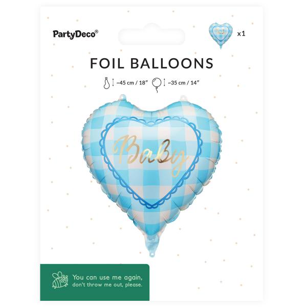 Folieballong Baby Hjerte Lyseblå 35 cm
