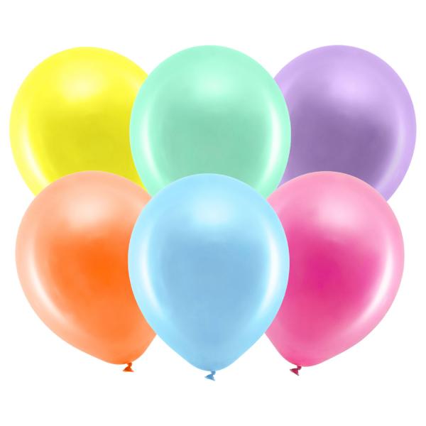 Rainbow Små Latexballonger Metallic Mix