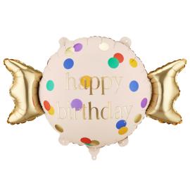 Folieballong Happy Birthday Karamell