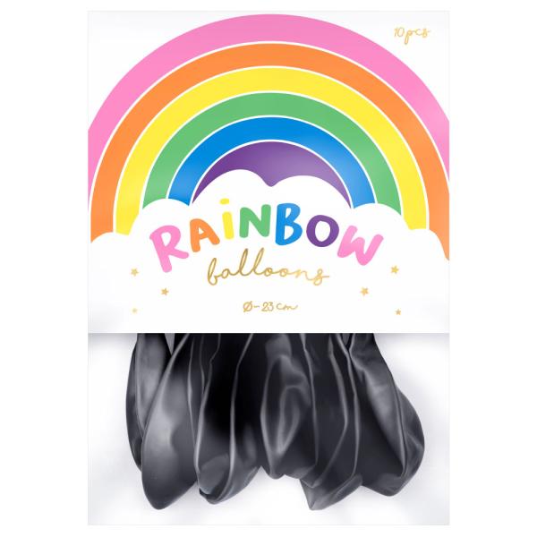 Rainbow Små Latexballonger Metallic Svarte