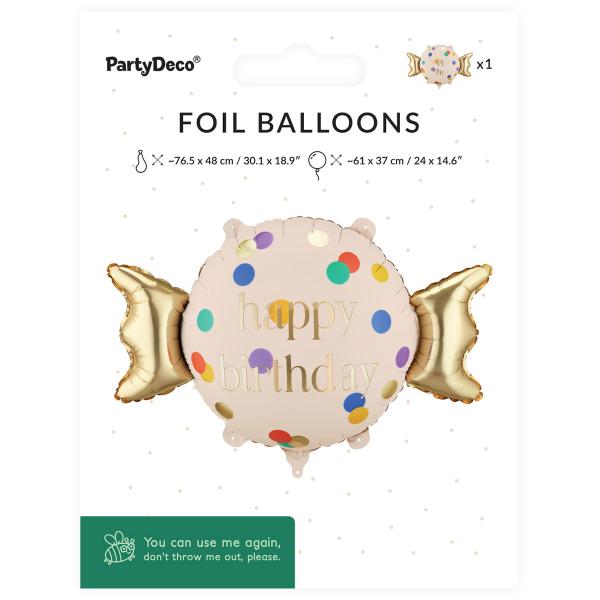 Folieballong Happy Birthday Karamell