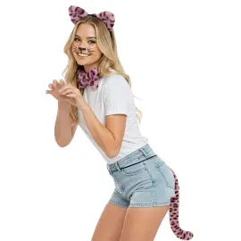 Kostymesett Leopard Rosa
