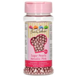 Sukkerperler Metallic Rosa