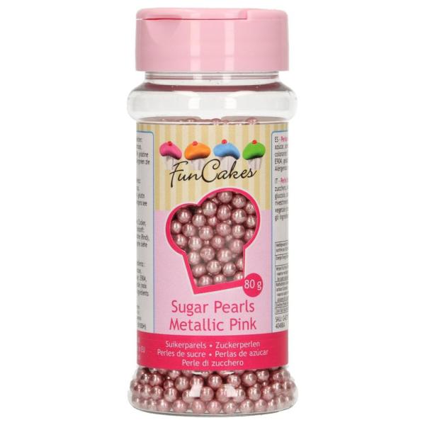 Sukkerperler Metallic Rosa