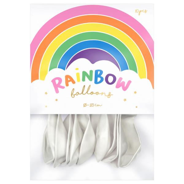 Rainbow Små Latexballonger Metallic Hvite