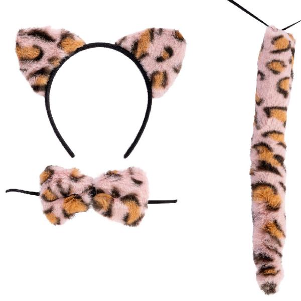 Kostymesett Leopard Rosa