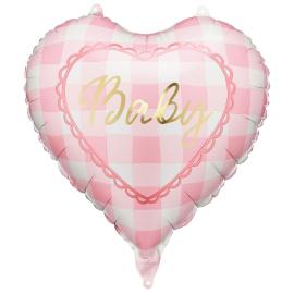 Folieballong Baby Hjerte Lysrosa 35 cm
