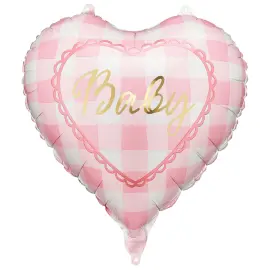 Folieballong Baby Hjerte Lysrosa 35 cm