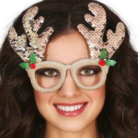 Glitrende Briller med Reinsdyrhorn