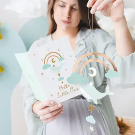 Kort med Hengende Dekorasjon Bl&aring; Hval