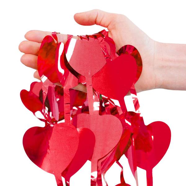 Dørforheng Hjerter Metallic Rød