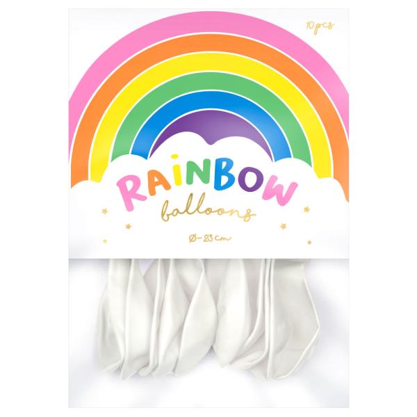 Rainbow Små Latexballonger Pastell Hvite