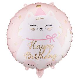 Folieballong Happy Birthday Katt 35 cm